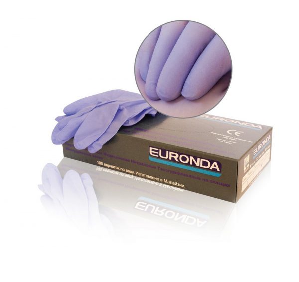 Перчатки Euronda №6 NITRILE Sense нитриловые, с текстурой на пальцах, 100 шт., M